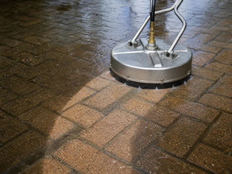 Cleaning a driveway with a surface cleaner